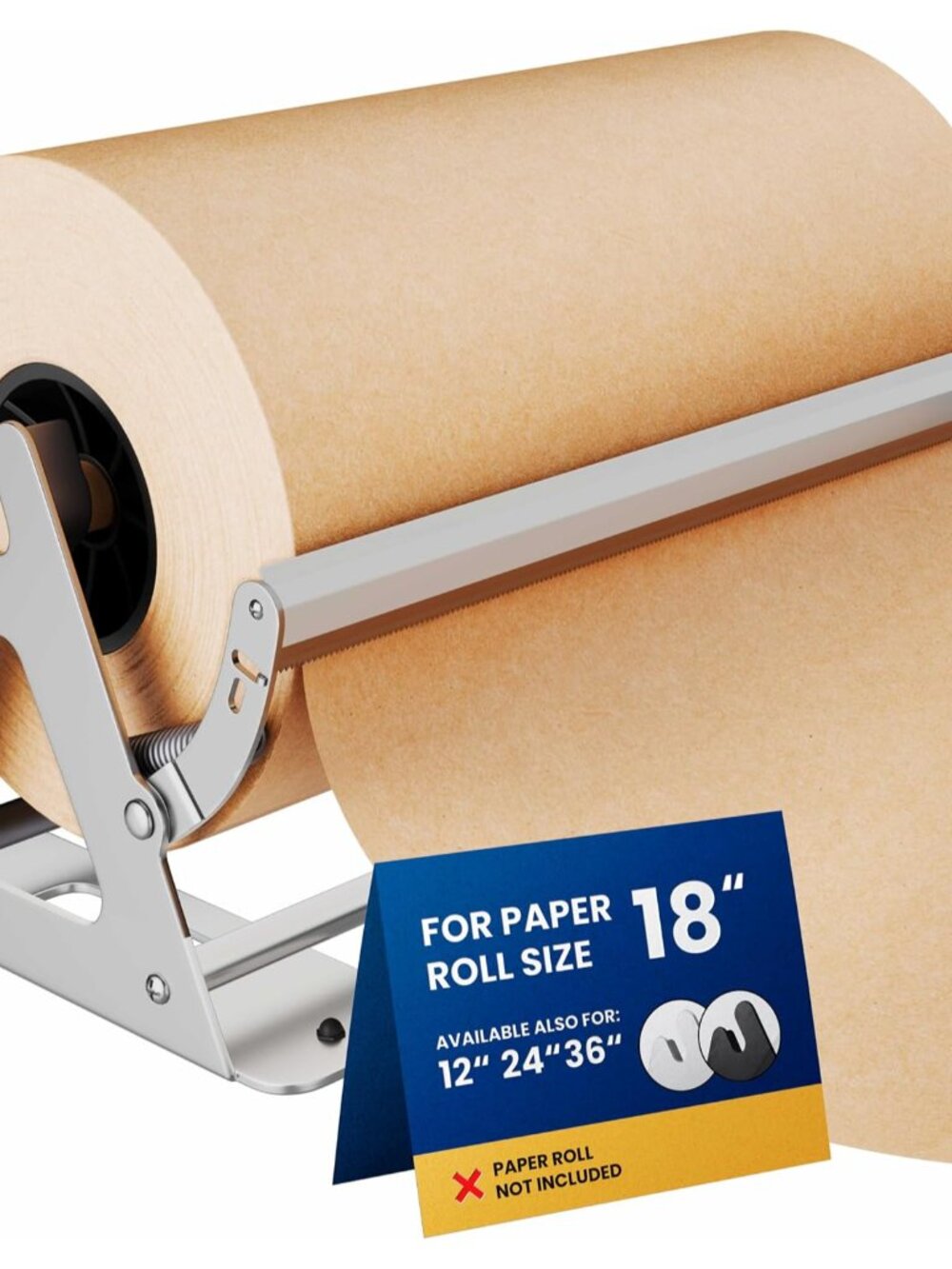 18 Inch Paper Roll Dispenser and Cutter - Heavy-Duty Wall Mountable, Non Slip Ta